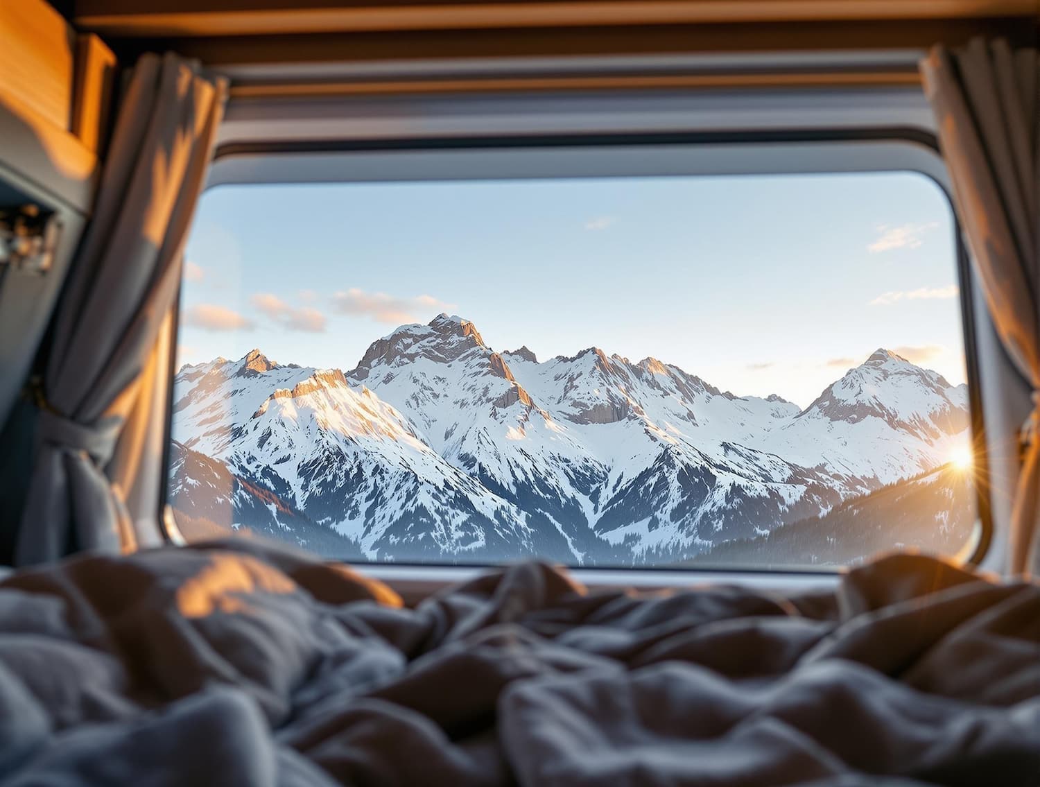 vu de la montagne dans un van